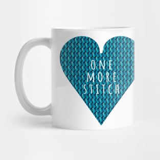 One more Stitch, quote for knitters in blue heart shape Mug